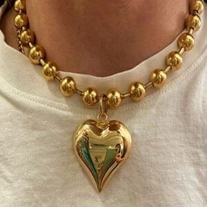 Gold Heart Pendant Necklace